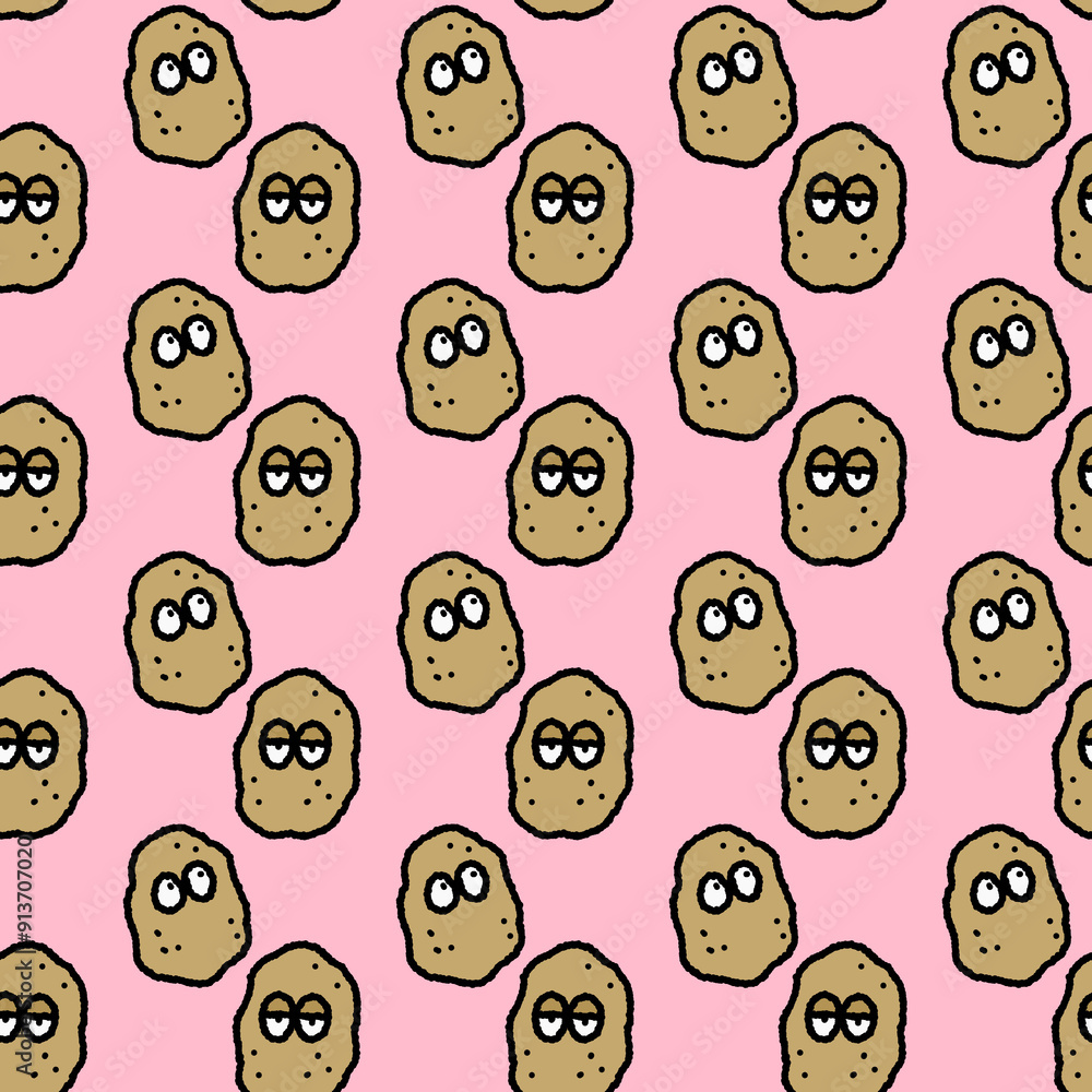 seamless pattern of cartoon character potato vegetable repeatable background seamless pattern of cartoon character potato vegetable repeatable background