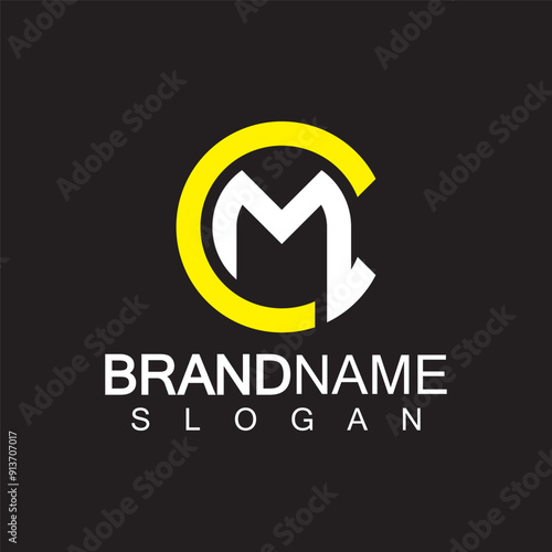 Alphabet Letters CM or MC logo design template