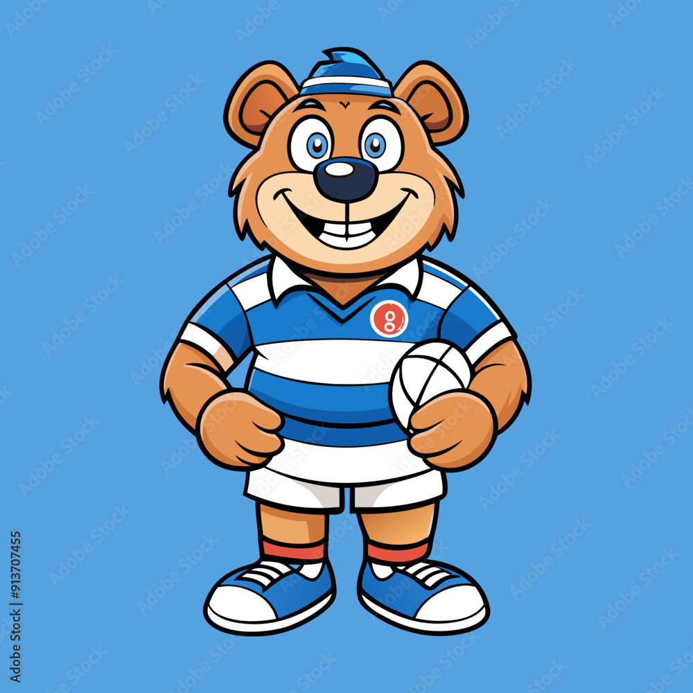 bear animal rugby cartoon vector illustration maskot bear animal rugby cartoon vector illustration maskot