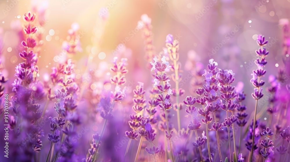 Naklejka premium Lavender Field at Golden Hour