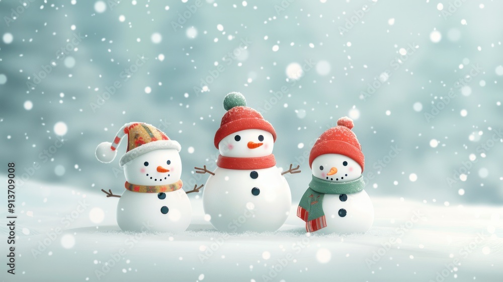 Winter Wonderland: Cheerful Snowmen in a Snowy Landscape Winter Wonderland: Cheerful Snowmen in a Snowy Landscape