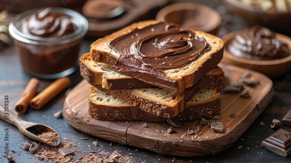 chosolate paste on bread, sweet breakfast ai generated chosolate paste on bread, sweet breakfast ai generated