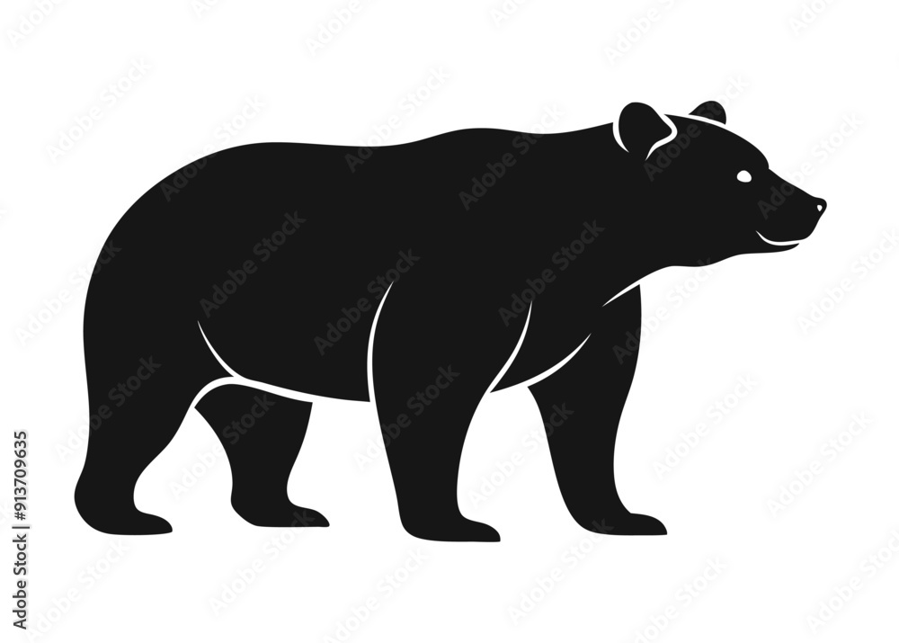 Fototapeta premium bear Silhouette on White Background