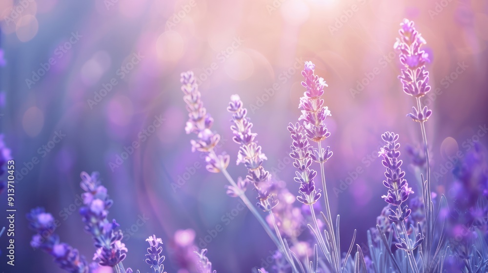 Naklejka premium Lavender Field in the Golden Hour