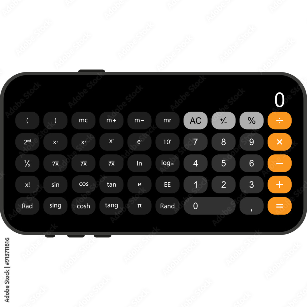 Smartphone with Calculator App. Vector Stock Illiustration Smartphone with Calculator App. Vector Stock Illiustration