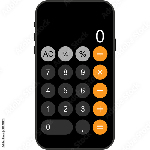 Smartphone with Calculator App. Vector Stock Illiustration