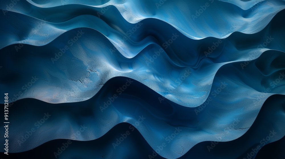Obraz premium Dynamic Blue Waves Cascading Undulating Patterns With Shimmering Light in an Abstract Representation