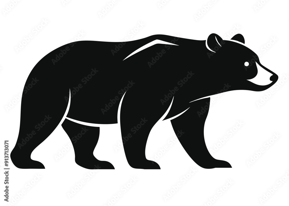 Fototapeta premium bear Silhouette on White Background