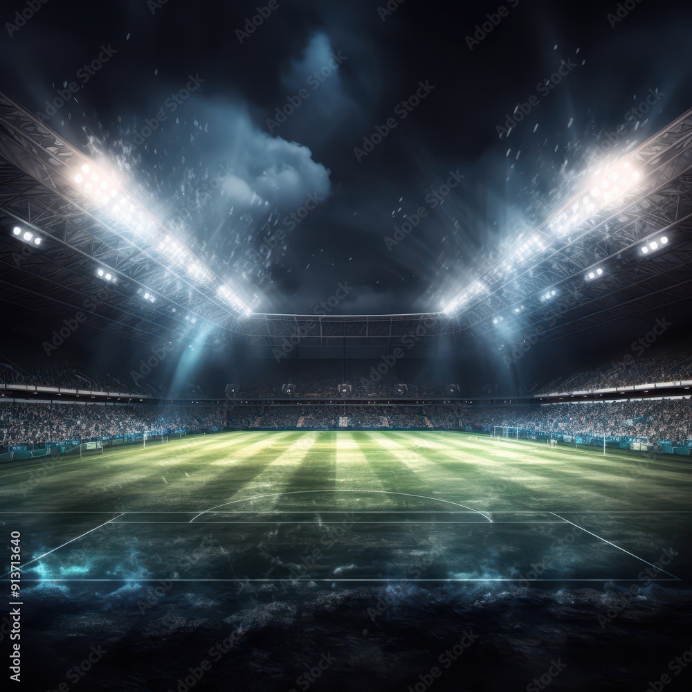 an image of a soccer stadium at night an image of a soccer stadium at night
