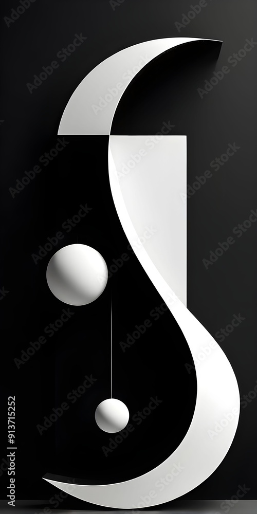 black and white minimalist wallpaper illustration in geometric shapes symbolizing fun and ease