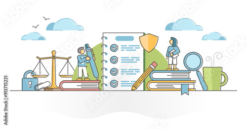Policy as principles and procedure for agreement protocol outline concept, transparent background. Document with information about action regulation in problem situations.