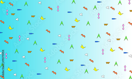 children hand draw in colorful, white and blue gradient abckground