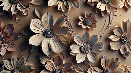 3d Floral pattern wallpaper design Generative AI
