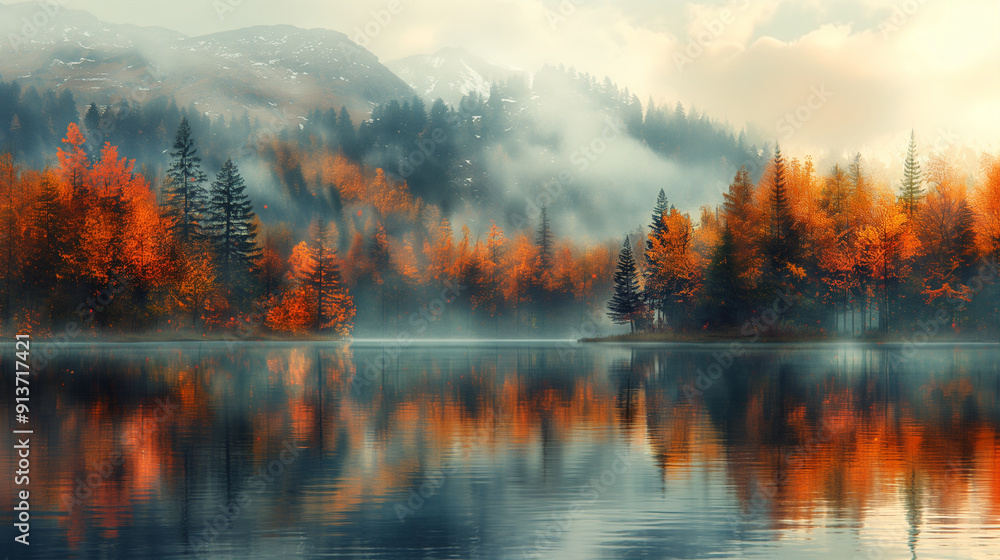 Naklejka premium autumn landscape, forest, rest 