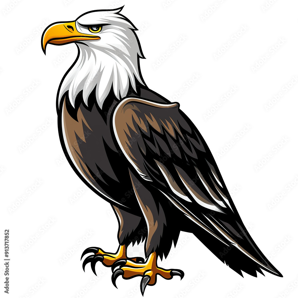 Fototapeta premium A Detailed Illustration of a Bald Eagle with Sharp Talons, generative ai image