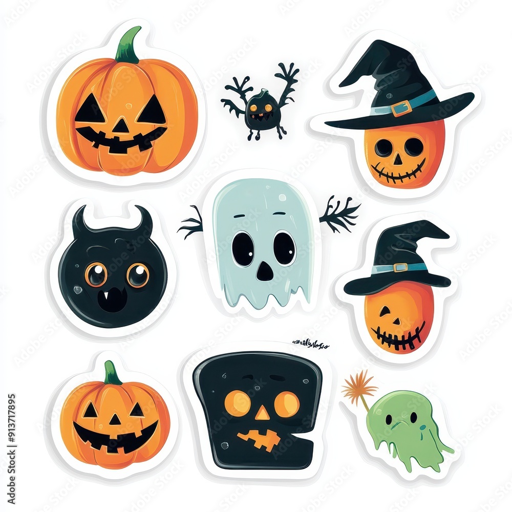 Halloween character die cut sticker design Halloween character die cut sticker design