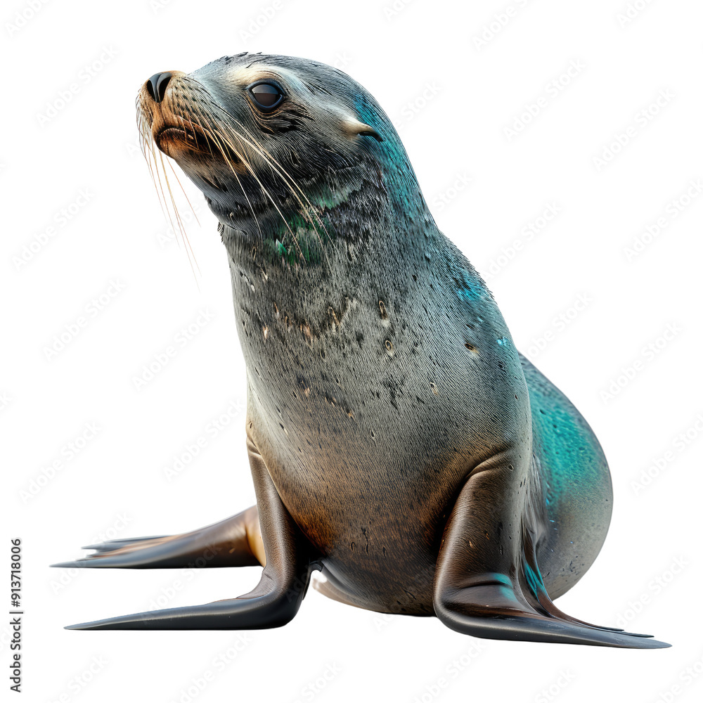 Fototapeta premium Sea lion isolated on a transparent background for web, banner, wallpaper