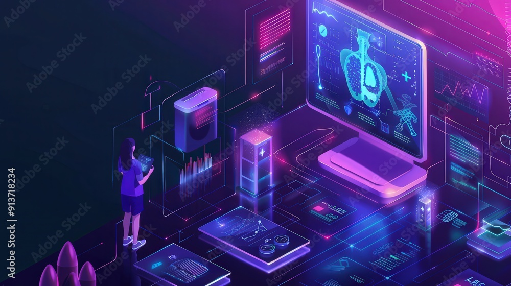 Digital healthcare concept, highlighting telemedicine and health tech Digital healthcare concept, highlighting telemedicine and health tech