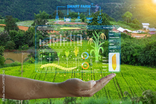 Rice researchers to conduct research on rice breeding research, Smart farming uses technology to control planting. Meets professional expertise. Agriculture drones and precision livestock management.