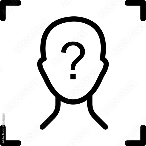 Face ID System, Biometric Identification Icon
