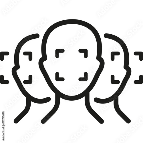 Face ID System, Biometric Identification Icon