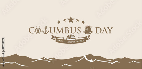 Vintage Columbus Day Celebration 2024 Vector Illustration. Best for Poster, Background, Banner, Greeting Card, Flyer, Card, Cover, Template. USA, Italy, Spain Columbus Day Parade 14th October 2024