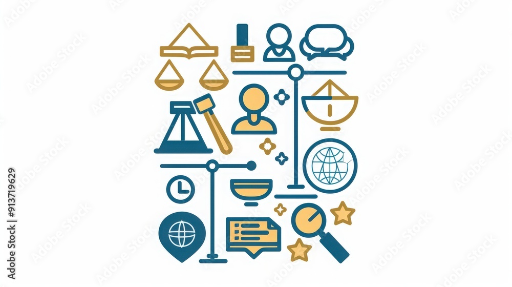 Discover legal and compliance icons, featuring regulations, contracts, and intellectual property symbols to ensure legal adherence Discover legal and compliance icons, featuring regulations, contracts, and intellectual property symbols to ensure legal adherence