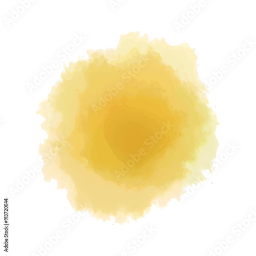 Yellow mustard watercolor circle textured ink splash - creative artistic vibrant watercolour splatter backdrop - whimsical hand drawn pastel vector colorful orange sun gradient stain