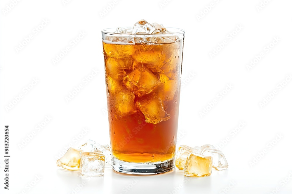 Refreshing Apple Cider with Ice isolated on white background Refreshing Apple Cider with Ice isolated on white background