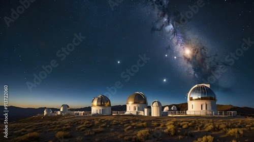 Astronomical observatory animation. Depicting observatories featuring ground-based and space telescopes with incredible discoveries. Explore the windows to the universe in motion. photo