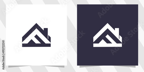 letter f with home logo design vector