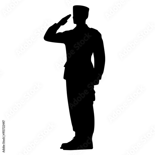 Military officer saluting silhouette 