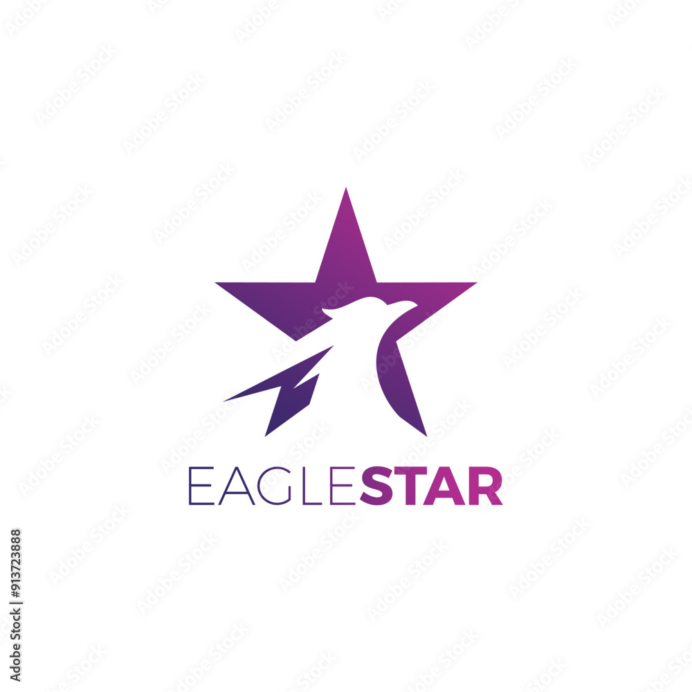 Obraz premium Eagle Star Logo Vector. Eagle Head Icon
