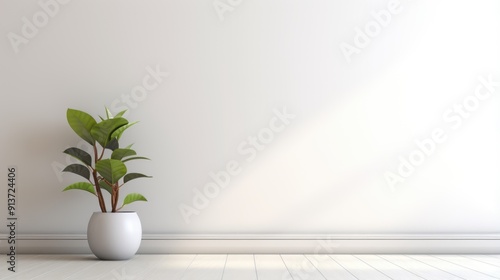 Interior background of empty room with white wall 