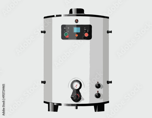 Front View Of Gas Boiler On White Background 