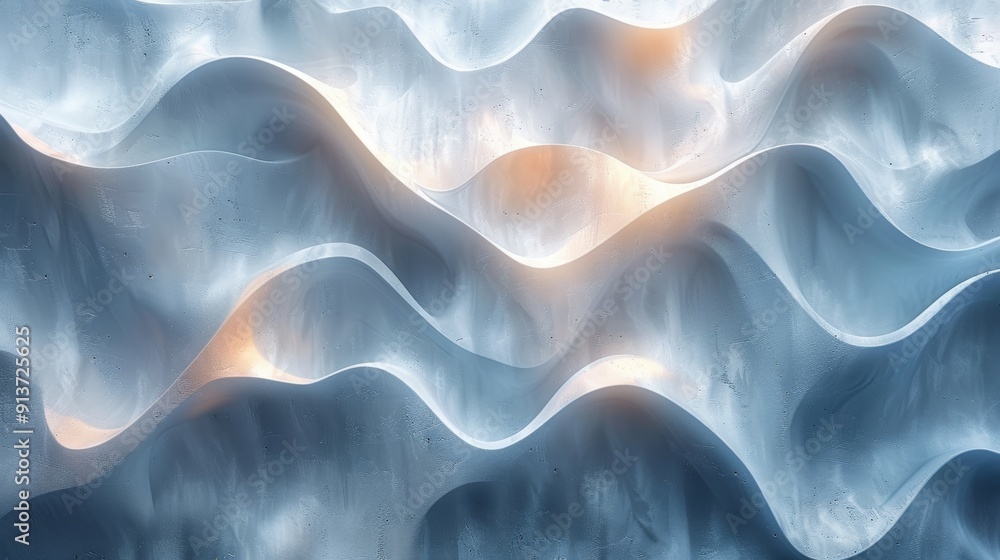 Obraz premium Fluid Motion of Waves Illuminated by Gentle Light in Abstract Pattern