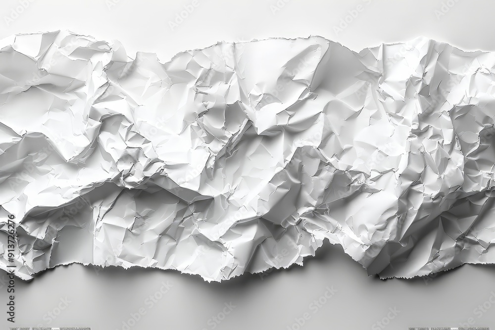 Crumpled and creased white paper texture isolated on a clean background Crumpled and creased white paper texture isolated on a clean background
