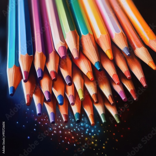 color pencils on a black background photo