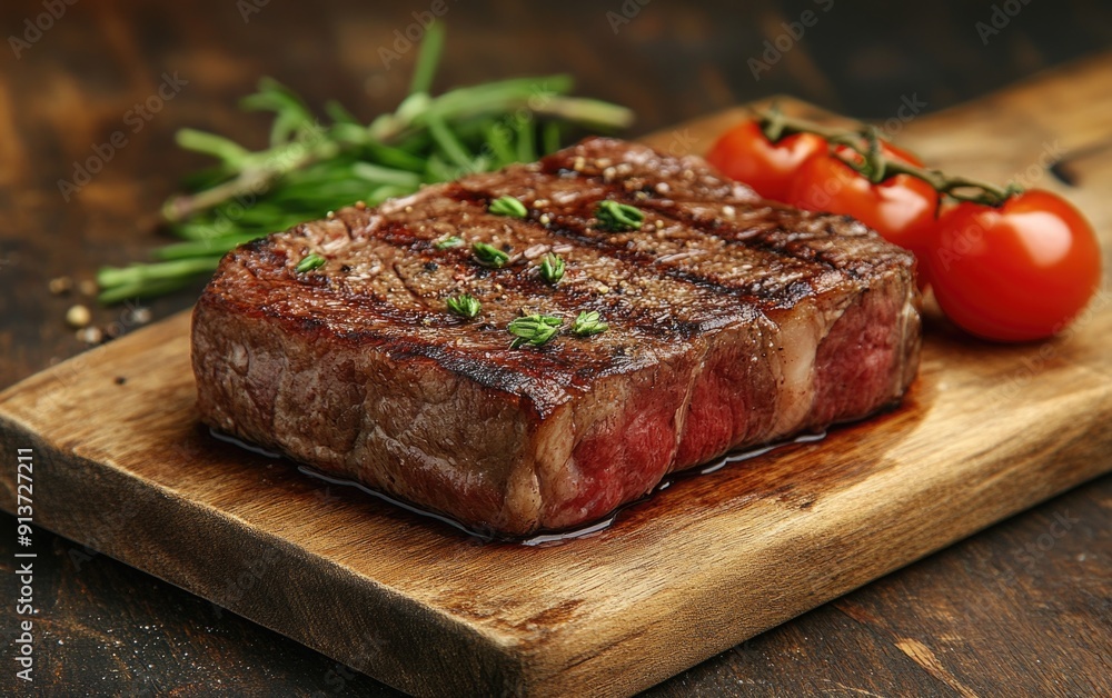 Fresh Lean Beef Steak on Rustic Cutting Board - High-Protein Gourmet Meal Preparation Fresh Lean Beef Steak on Rustic Cutting Board - High-Protein Gourmet Meal Preparation