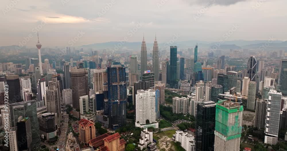 Aerial view of Kuala Lumpur city centre with landmark high-rise buildings Aerial view of Kuala Lumpur city centre with landmark high-rise buildings
