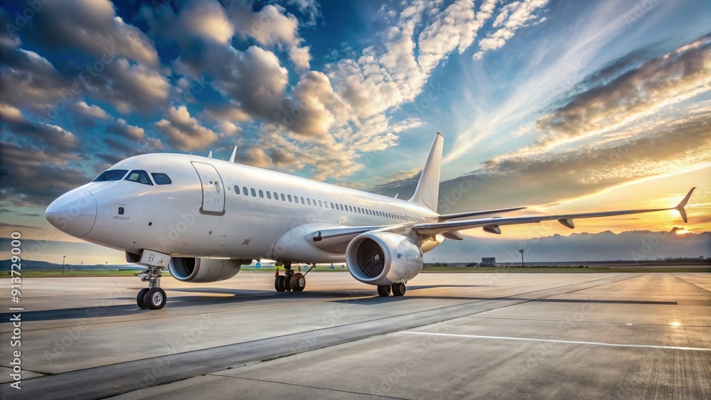 Airplane sitting on the tarmac at the airport, aircraft, jet, aviation, travel, transport, runway, terminal, flying Airplane sitting on the tarmac at the airport, aircraft, jet, aviation, travel, transport, runway, terminal, flying