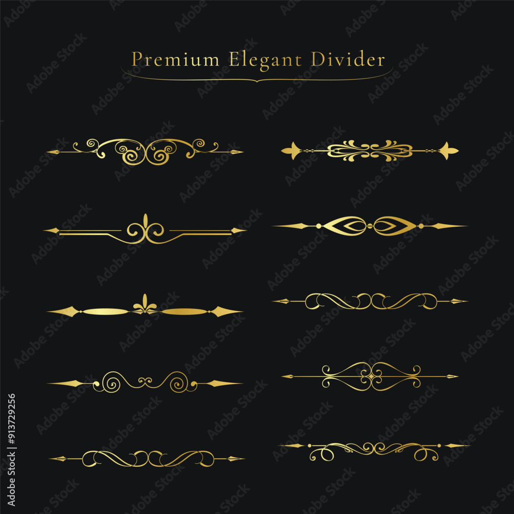 Golden Elegant Calligraphic ornamental divider set Golden Elegant Calligraphic ornamental divider set