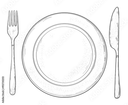 Sketch-plate-spoon-knife