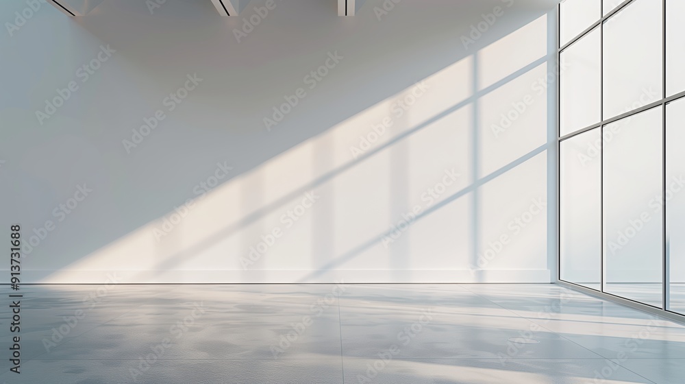 Bright Sunlight Streaming Through Large Windows in Minimalist Indoor Space During Afternoon Bright Sunlight Streaming Through Large Windows in Minimalist Indoor Space During Afternoon