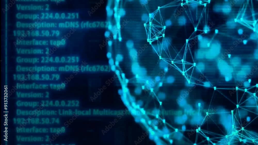 4K Cyberspace Globalization Network Technology Data Hack Motion Graphics on Black Screen Background Effect for Video Overlay