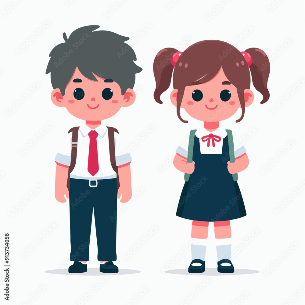 cartoon school child flat illustration cartoon school child flat illustration