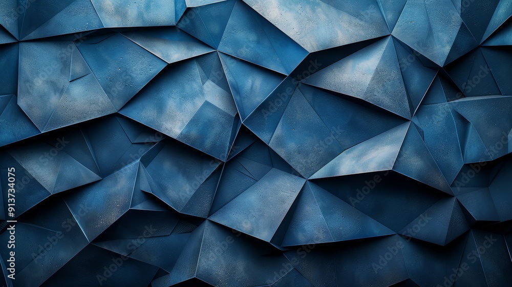 Intricate Geometric Blue Origami Pattern Displaying Depth and Texture in Modern Art Intricate Geometric Blue Origami Pattern Displaying Depth and Texture in Modern Art