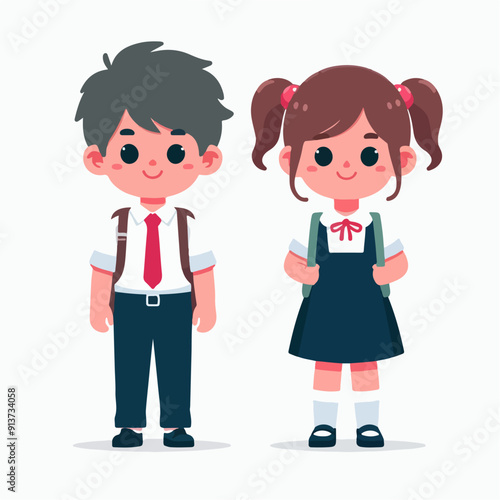 cartoon school child flat illustration