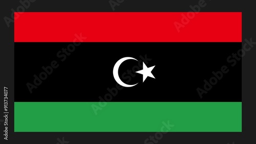 Libya Paper Folding Flag, Libya Flag, Flags Animation, Libya Banner, Celebration, Patriots, 4K Animation, Surface Texture, Background. photo