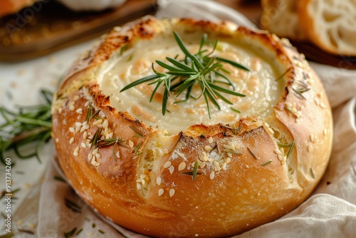Bread Bowl: Stages of Serving Speciality Soup in a Sour Dough Bun